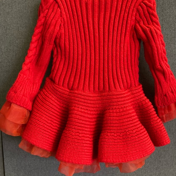 AiLe Rabbit 100 Red Baby Dress Cable Knit Sweater ~Size 12 Months Holiday (h) - Picture 7 of 9